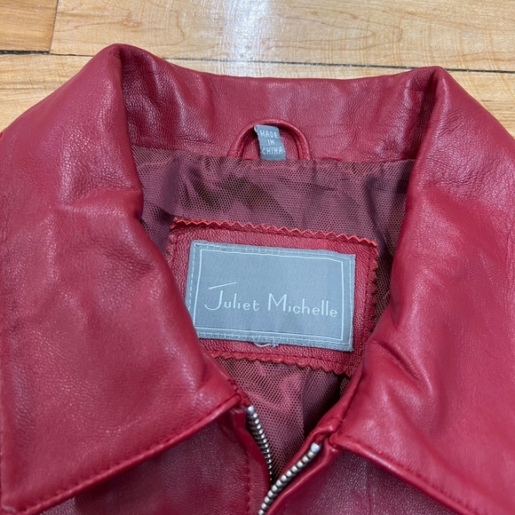 Vintage Juliet Michelle Red Genuine Leather Jacket - Picture 5 of 6